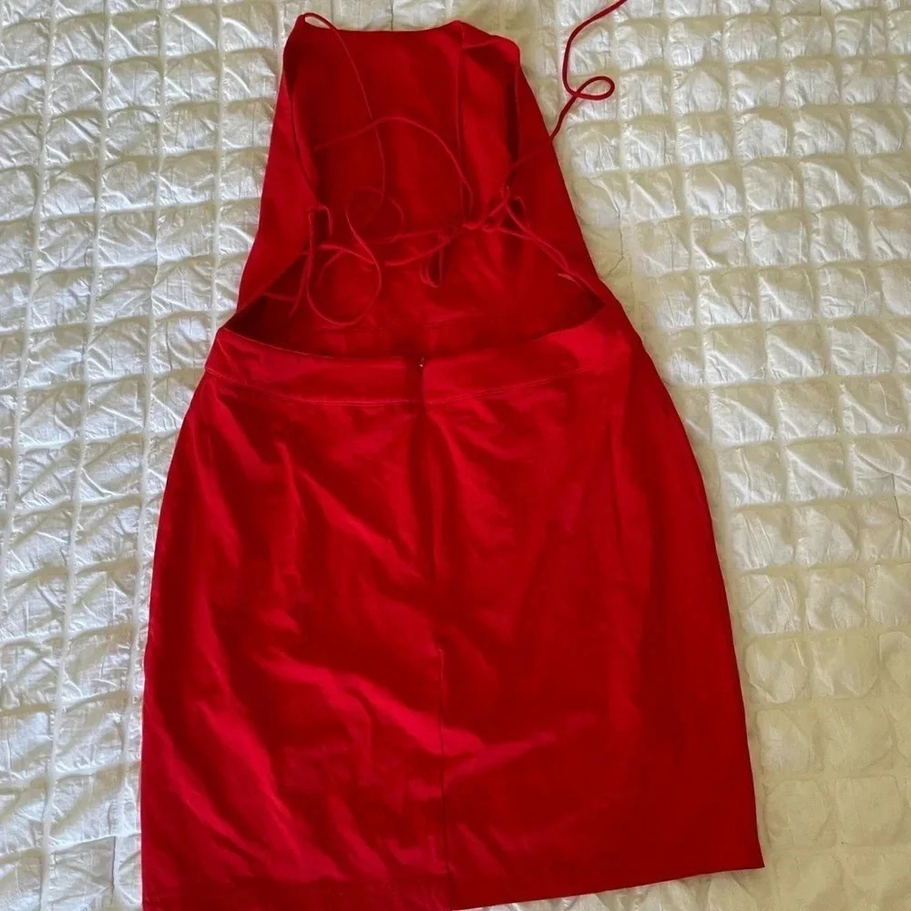 Revolve by the way red laced open back mini dress - image 5